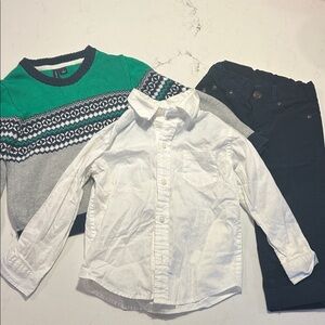 Janie and Jack Green and Gray Sweater Set